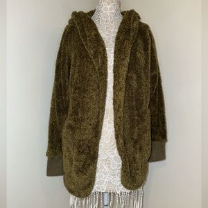 NWT Army Green fuzzy cardigan.